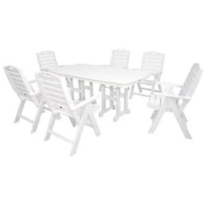 Yacht Club Classic White 7-Piece High Back Plastic Outdoor Patio Dining Set