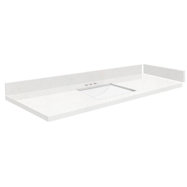 Transolid Silestone 55.5 in. W x 22.25 in. D Qt. White Rectangular ...