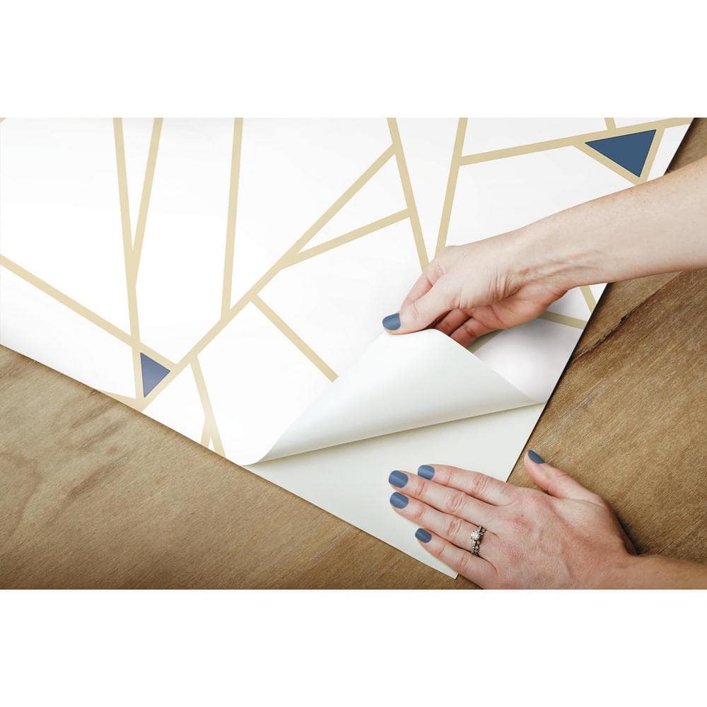Gold Geometric Abstract Peel and Stick Wallpaper, 20.5" x 198"