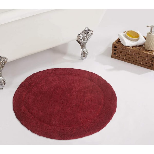 HOME WEAVERS INC Waterford Collection 100% Cotton Tufted Bath Rug, Machine Wash, 22 in. Round, Red
