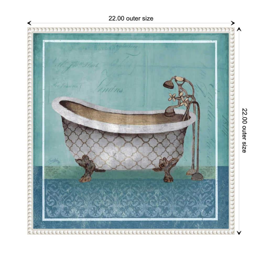 Regal Blue Tub I Canvas Art with White Floater Frame