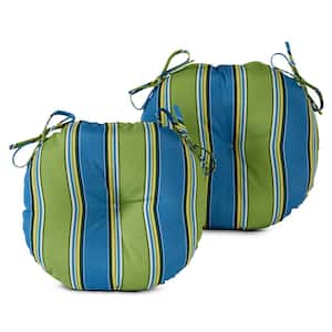 Cayman Stripe 15 in. Round Outdoor Seat Cushion (2-Pack)