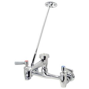 AquaSpec Wall-Mount Service Sink Faucet -Vacuum-Breaker Spout, Pail Hook, Wall Brace, and Metal Lever Handles, Chrome