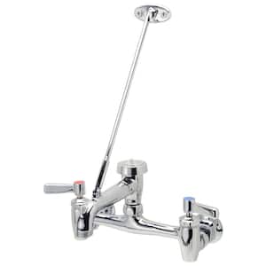 AquaSpec Wall-Mount Service Sink Faucet -Vacuum-Breaker Spout, Pail Hook, Wall Brace, and Metal Lever Handles, Chrome