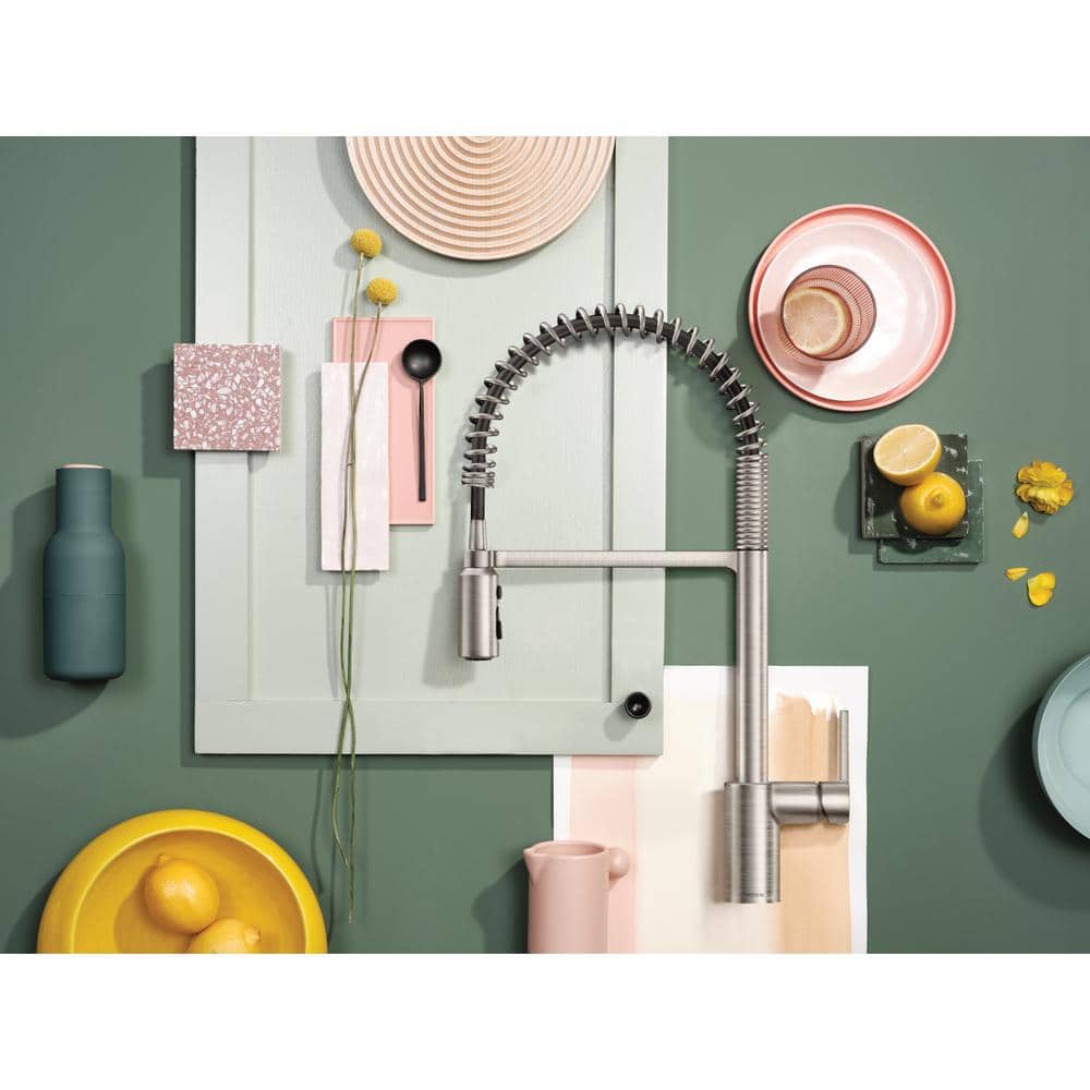 Stainless Steel Modern Pull-Down Kitchen Faucet with Spring Spout