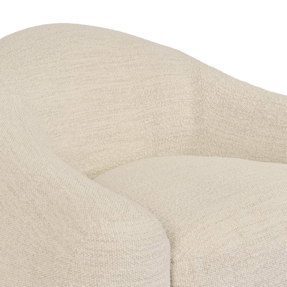 Pearl White Swivel Barrel Accent Chair with Wood Base