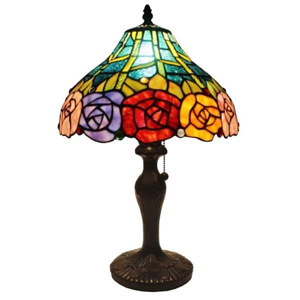Amora Lighting 19 in. Tiffany Style Roses Table Lamp