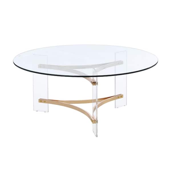 Acme Furniture Sosi 41 in. Clear Round Glass Top Coffee Table