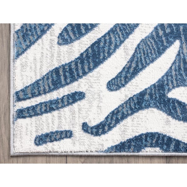 Nova Blue 4 ft. x 6 ft. Abstract Polyester Area Rug