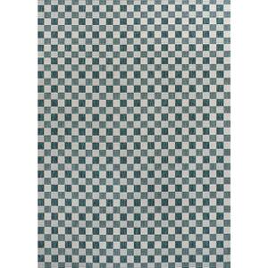 Aimee Traditional Cottage Checkerboard Turquoise/Cream 8 ft. x 10 ft. Indoor/Outdoor Area Rug