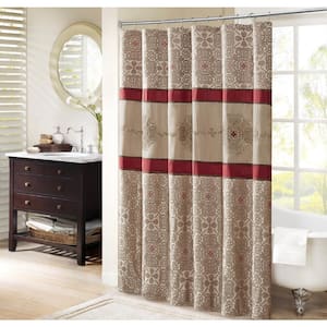 Blaine Red 72 in. Embroidered Shower Curtain
