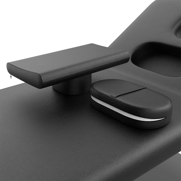 31.5 in. Black Professional Massage Table Bed Waterproof PU Leather Adjustable Chest Opening Round Iron Legs