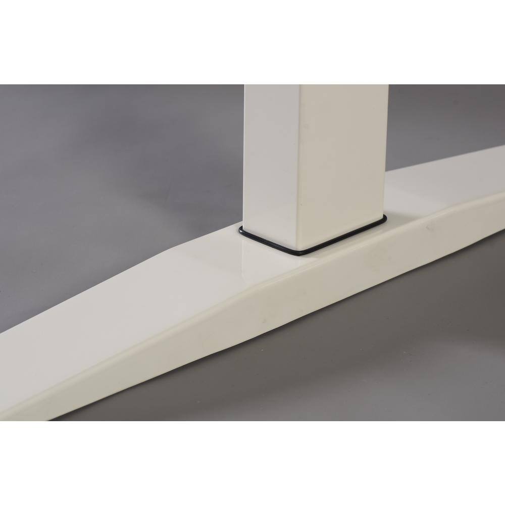 White Adjustable Height Standing Office Desk with Wood Top