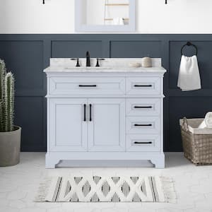 Cherrydale 42 in. W x 22 in. D x 34 in. H Single Sink Bath Vanity in Light Blue with White Engineered Marble Top