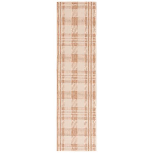 Courtyard 2 x 8 Natural/Beige Plaid Runner Rug