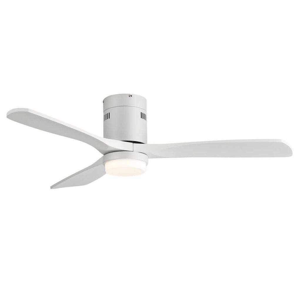 52 in. Indoor/Outdoor Integrated LED White Flush Mount Low Profile Standard Ceiling Fan with Lights and Remote price history on PriceWatchPro