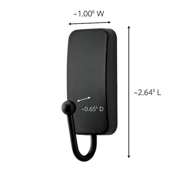 1 lb. Small Bath Hook, Matte Black, Damage Free Hanging, 2 Metal Hooks