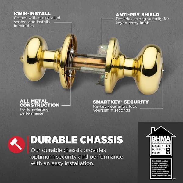 Kwikset Juno Entry Door Knob with Lock and Key, Secure Keyed