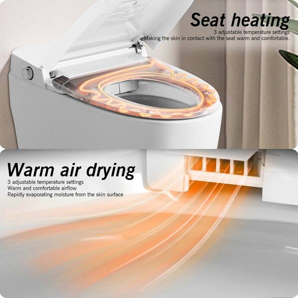 WELLFOR Elongated Smart Bidet Toilet with Self-Cleaning Nozzle, Heated Seat, and Night Light