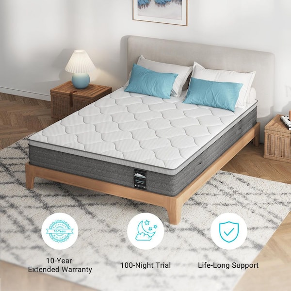 King Size Medium Firm Bamboo Charcoal Hybrid Gel Memory Foam Smooth Top 14 in. Bed-in-a-Box Mattress