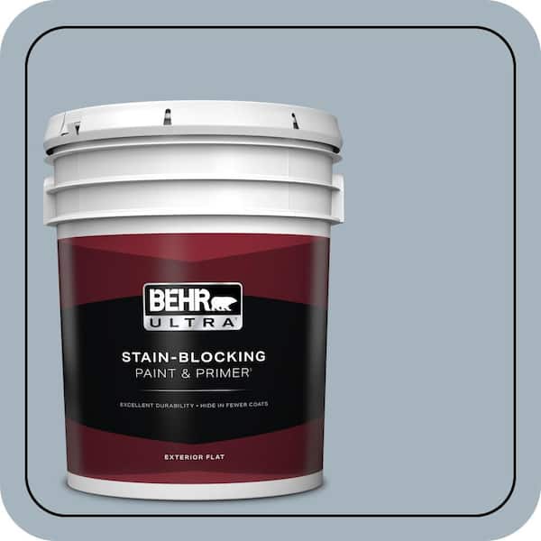 BEHR ULTRA 5 gal. #N480-3 Shadow Blue Flat Exterior Paint & Primer