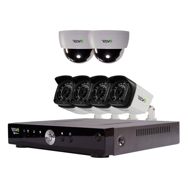 Revo Aero 8-Channel HD 1TB Surveillance DVR with 6 Indoor/Outdoor Cameras