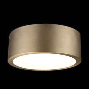 Edinburg 10.2 in. Matte Brass LED Integrated Flush Mount with Frosted Glass Shade