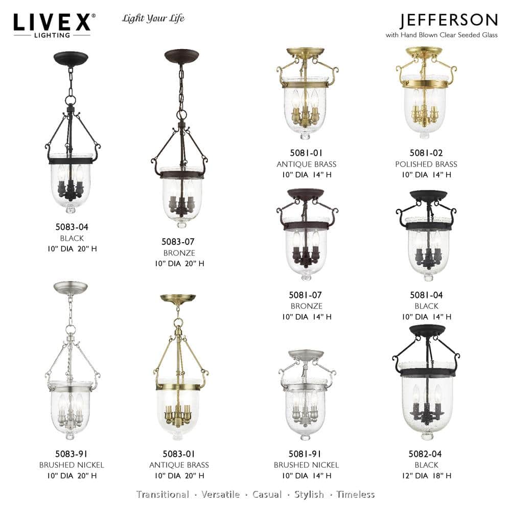 Bronze Seeded Glass 3-Light Indoor/Outdoor Bell Jar Lantern