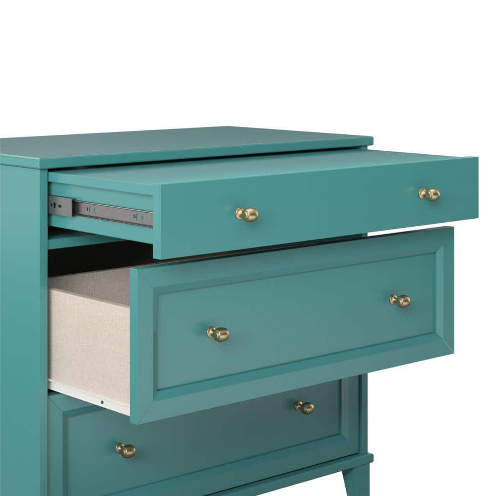 Emerald Green Industrial 2 Drawer Dresser with Pull-Out Desk