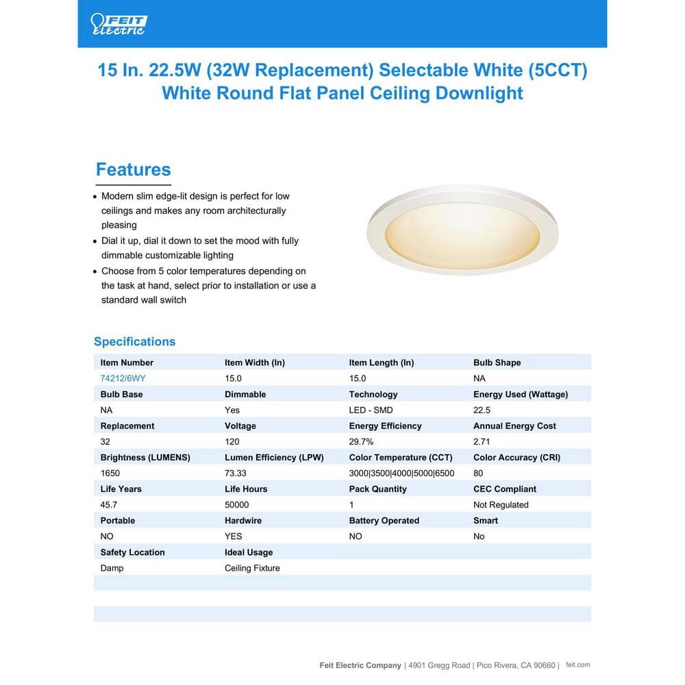 15-Inch White Round Aluminum LED Flush Mount Light