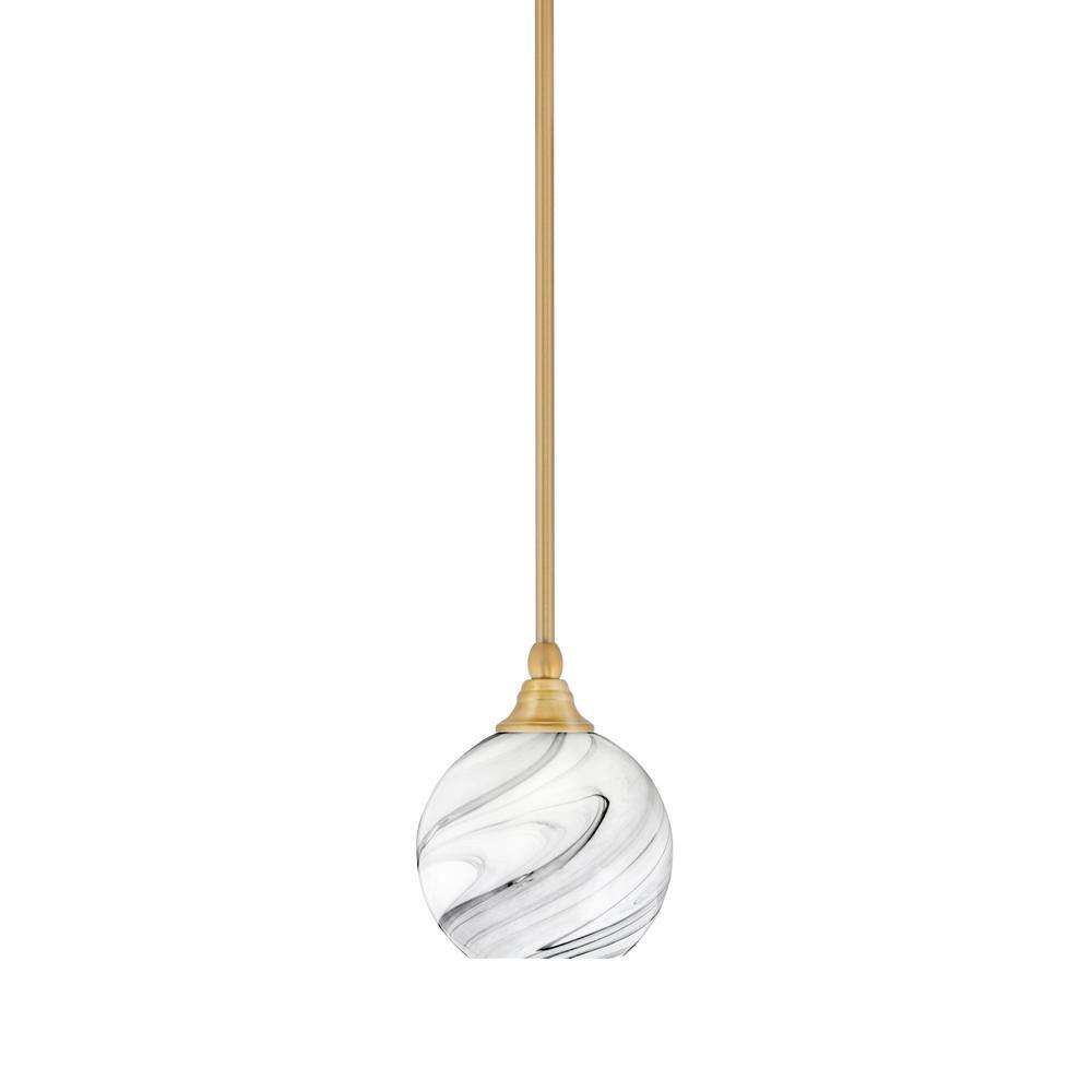 Sparta 100-Watt 1-Light New Age Brass Shaded Pendant Light Mini Pendant wit