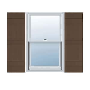 14 in. W x 59 in. H Vinyl Exterior Joined Board and Batten Shutters Pair in Federal Brown