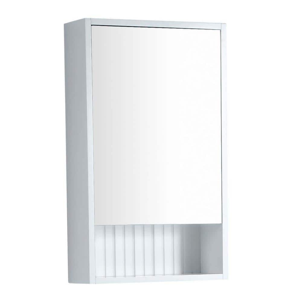 Venezian 18 in. W x 29.5 in. H Small Rectangular White Matte Wooden Surface Mount Medicine Cabinet with Mirror price history on PriceWatchPro