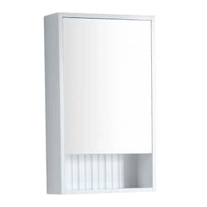 Venezian 18 in. W x 29.5 in. H Small Rectangular White Matte Wooden Surface Mount Medicine Cabinet with Mirror