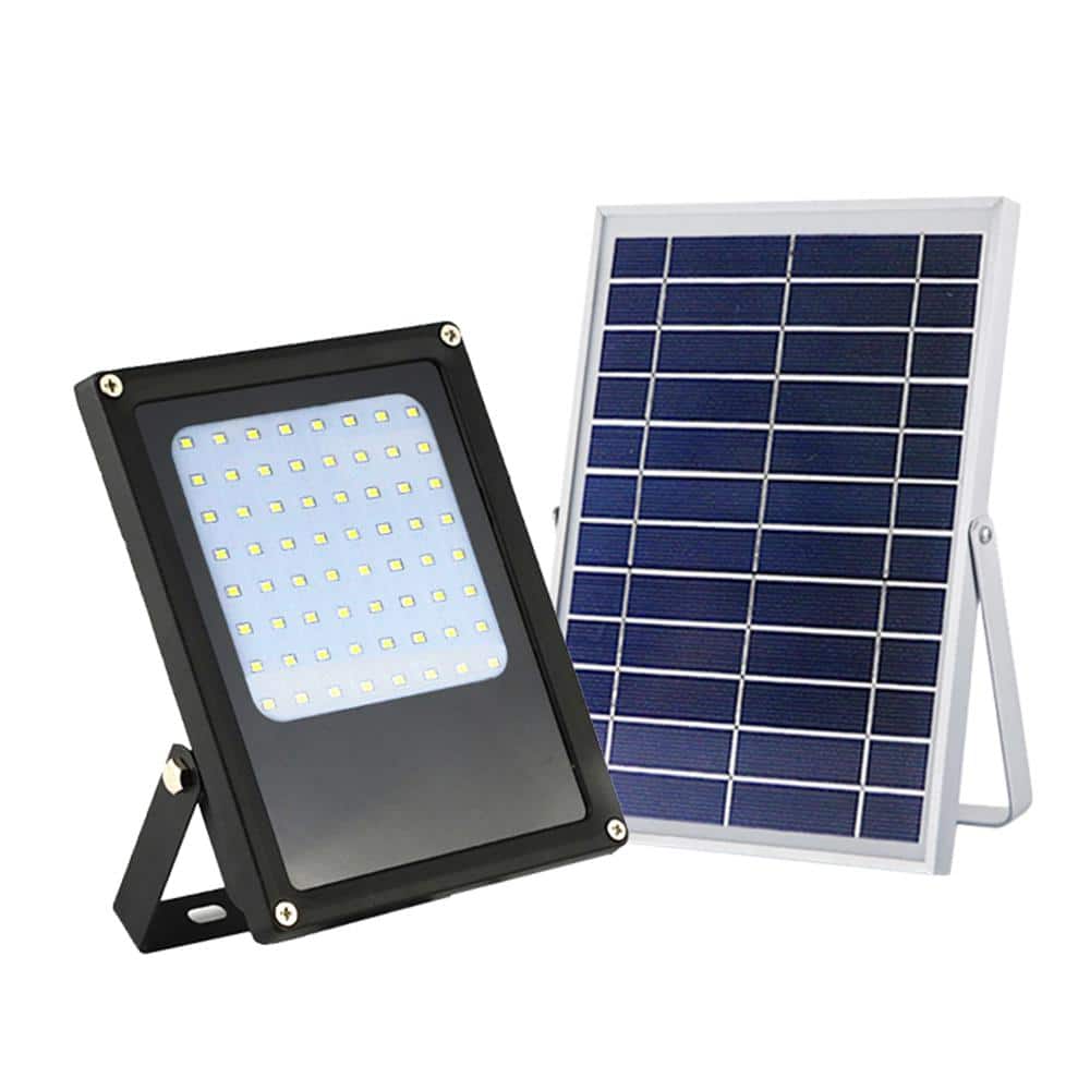 eLEDing Solar Powered 6-Watt Black Outdoor Integrated LED Landscape Flood  Light with Bright Selectable for Safety and Decoration EE805W-SFLH The  Home Depot