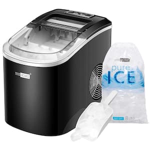 27lbs/Day Electric Portable Ice Cube Maker with Hand Scoop and Self Cleaning Function in Black