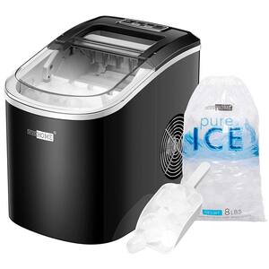 27lbs/Day Electric Portable Ice Cube Maker with Hand Scoop and Self Cleaning Function in Black
