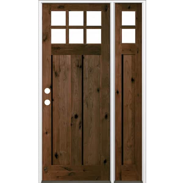50 in. x 96 in. Knotty Alder Right-Hand/Inswing 6 Lite Clear Glass Espresso Stain Wood Prehung Front Door w/RSL