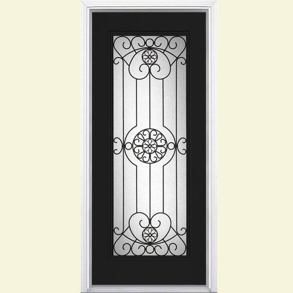 Masonite Santa Maria Full Lite Painted Smooth Fiberglass Prehung Front Door with Brickmold-DISCONTINUED