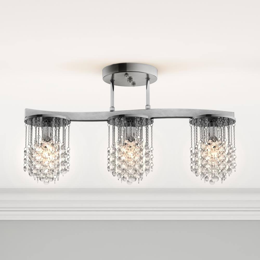 Clee 3-Light Chrome 20-Inch Crystal Chandelier