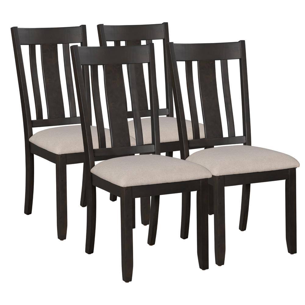 Espresso Industrial Style Wooden Dining Side Chairs with Ergonomic Design (Set of 4) EC-DCE-7255 ...