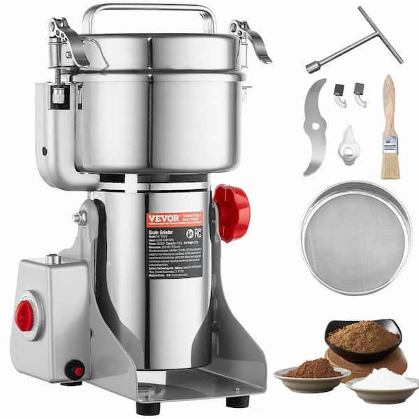 VEVOR 1000g Electric Grain Mill Grinder, High Speed 3000-Watt Commercial Spice Grinders, Stain Steel Pulverize Powder Machine