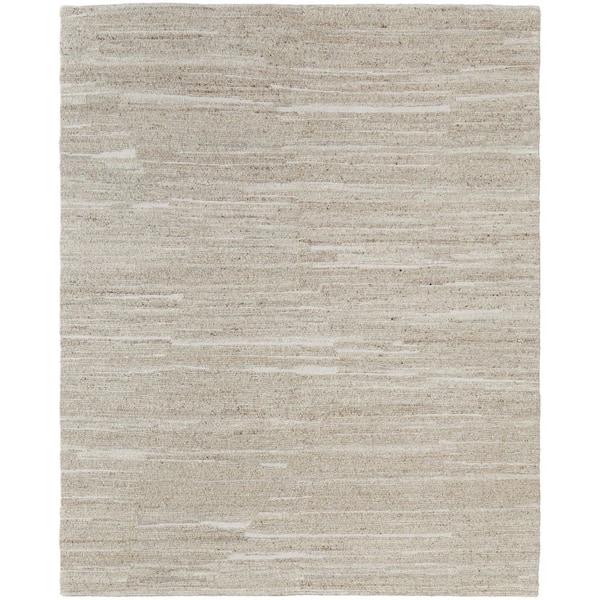 8 ft. x 12 ft. Ivory Abstract Hand Woven Worn Faded Area Rug