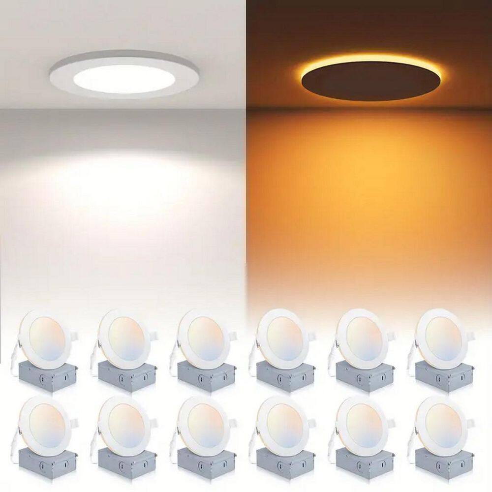 12 Pack 6 Inch Ultra Thin Canless LED Recessed Lighting, 5CCT Dimmable Wafer Light with Night Light and Junction Box price history on PriceWatchPro