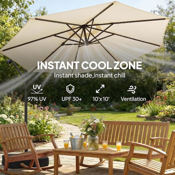 cream cantilever rectangular patio umbrella ZLACUIU 10x13FT Outdoor Umbrellas, Double Top Large Rectangle Umbrella, Heavy Duty 360 Rotation Offset Outdoor Sun Shade for Garden Deck Pool Backyard Patio, Beige : Patio, Lawn Designed for ultimate convenience and durability Best Cantilever Umbrellas 2025 -