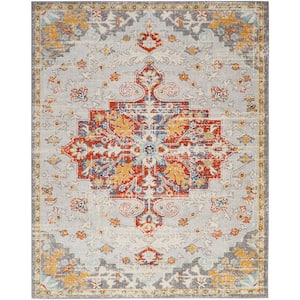 Passion Grey Multicolor 7 ft. x 10 ft. Center Medallion Traditional Area Rug