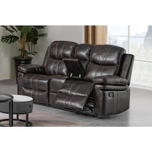 New Classic Furniture Kellen 71 in. Brown Faux Leather 2-seater Loveseat with Dual Recliners