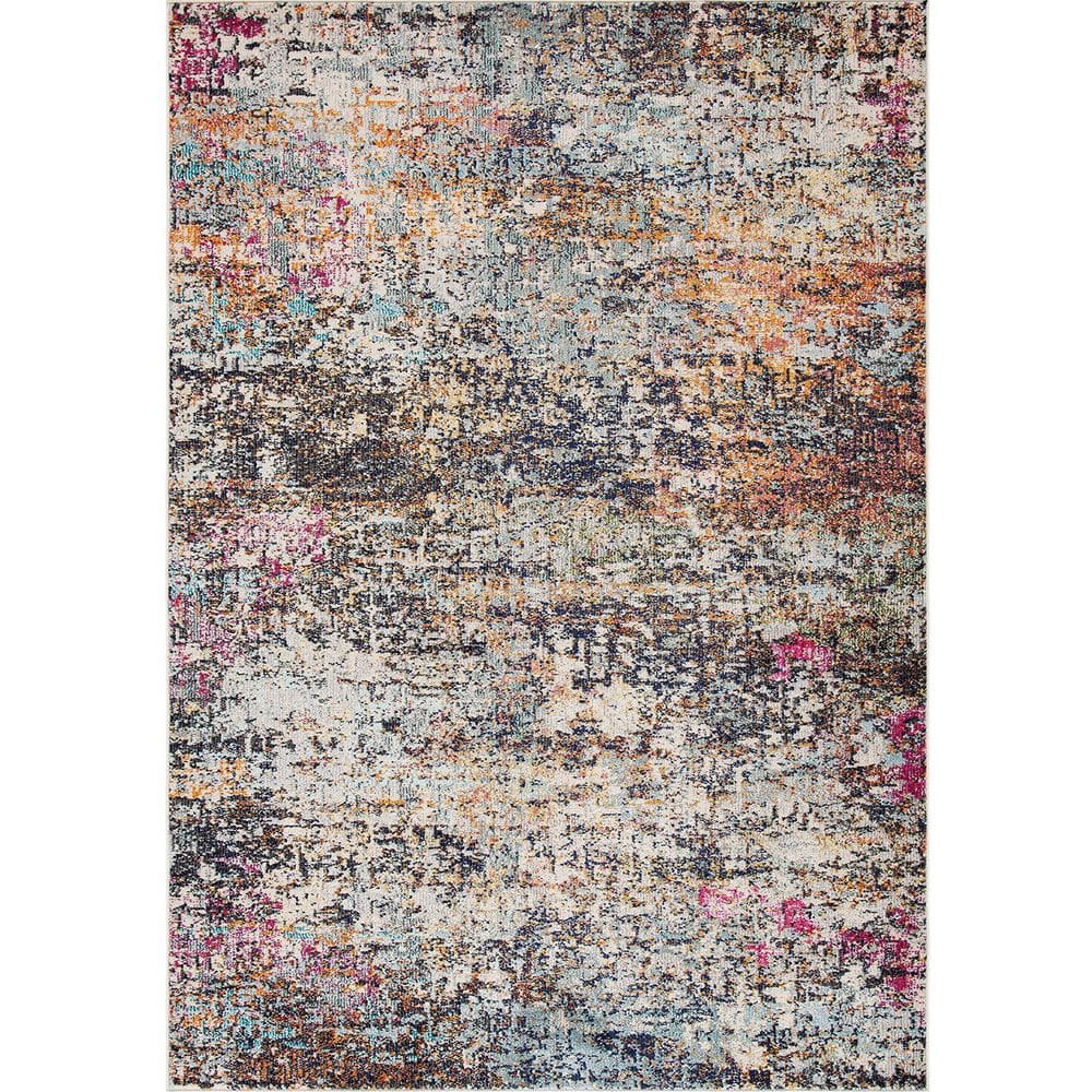 Black Polypropylene 6 ft. x 9 ft. Oriental Indoor Area Rug