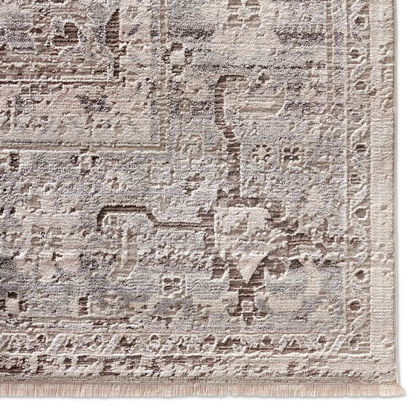 Venn Taupe/Silver 3 ft. x 8 ft. Medallion Indoor Area Rug