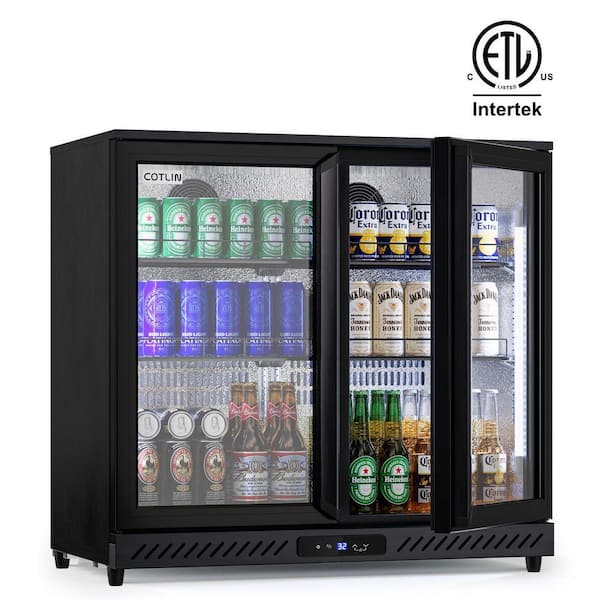 36 in. 7.45 cu. ft. Commercial Beverage Refrigerator in Black with Auto Defrost, ETL Certified, 208-Cans